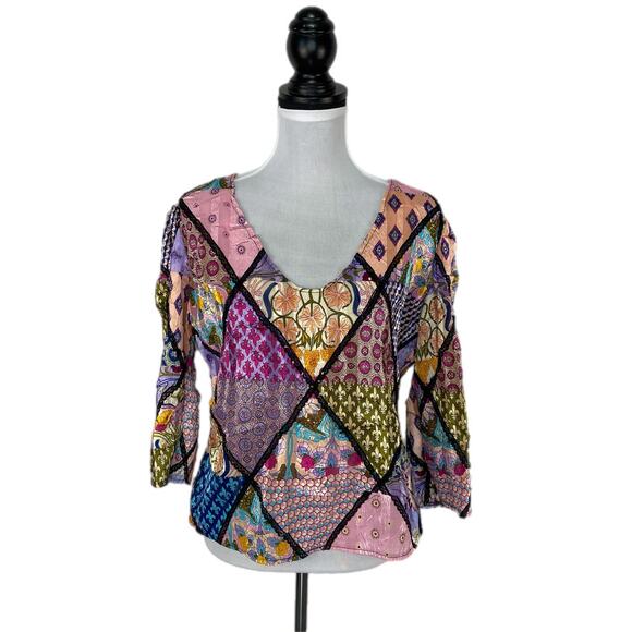 Alberto Makali Mixed Pattern Textured Sheer Top - Women's Size S - Picture 1 of 5